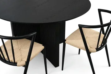 Edda spisegruppe rund 130 cm sort med 6 Winston spisestole - Sortbejdset eg - Møbler - Borde - Spisebordssæt
