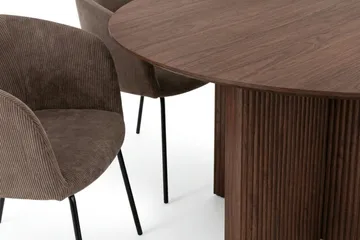 Edda spisegruppe rund 130 cm Valnød med 6 Berit spisestole - Valnød - Møbler - Borde - Spisebordssæt