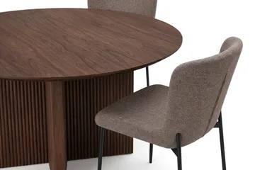 Edda spisegruppe rund 130 cm valnød med 6 Elsie spisebordsstole - Valnød - Møbler - Borde - Spisebordssæt