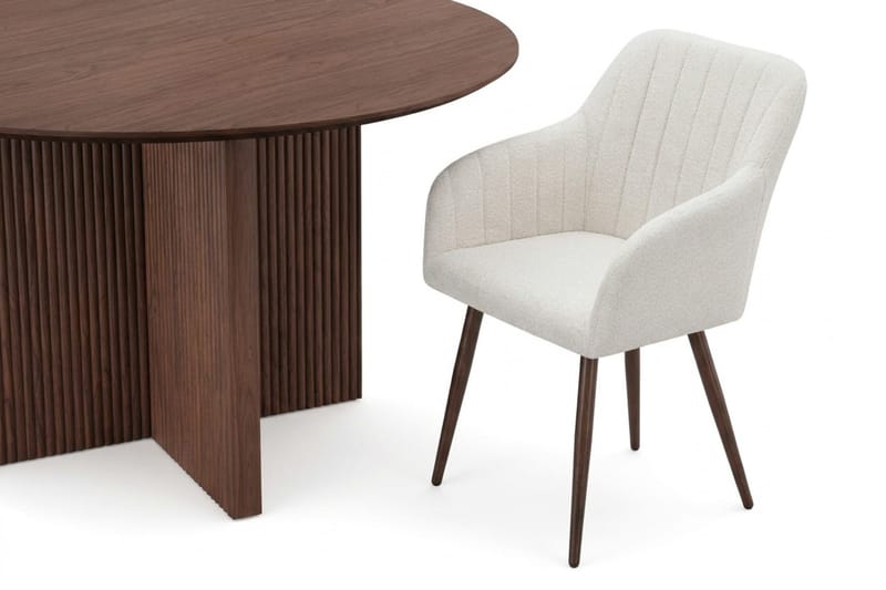 Edda spisegruppe rund 130 cm valnød med 6 Filippa spisestole - Valnød - Møbler - Borde - Spisebordssæt