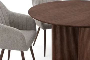 Edda spisegruppe rund 130 cm valnød med 6 Filippa spisestole - Valnød - Møbler - Borde - Spisebordssæt