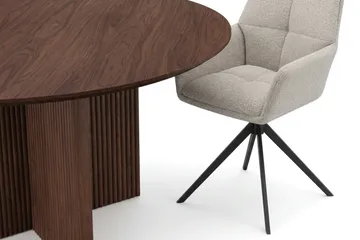 Edda spisegruppe rund 130 cm valnød med 6 Torsby spisestole - Valnød - Møbler - Borde - Spisebordssæt