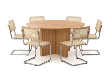 Edda spisegruppe rund 150 cm eg med 6 Build spisestole - Eg - Møbler - Borde - Spisebordssæt