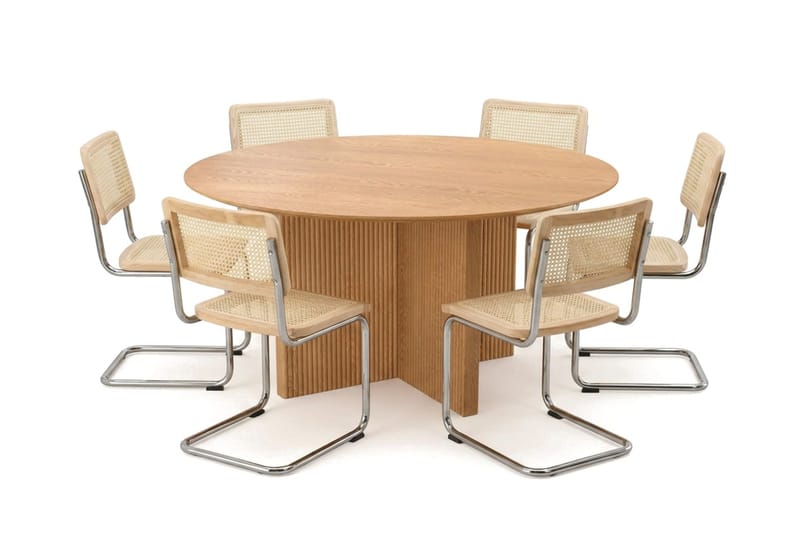 Edda spisegruppe rund 150 cm eg med 6 Build spisestole - Eg - Møbler - Borde - Spisebordssæt