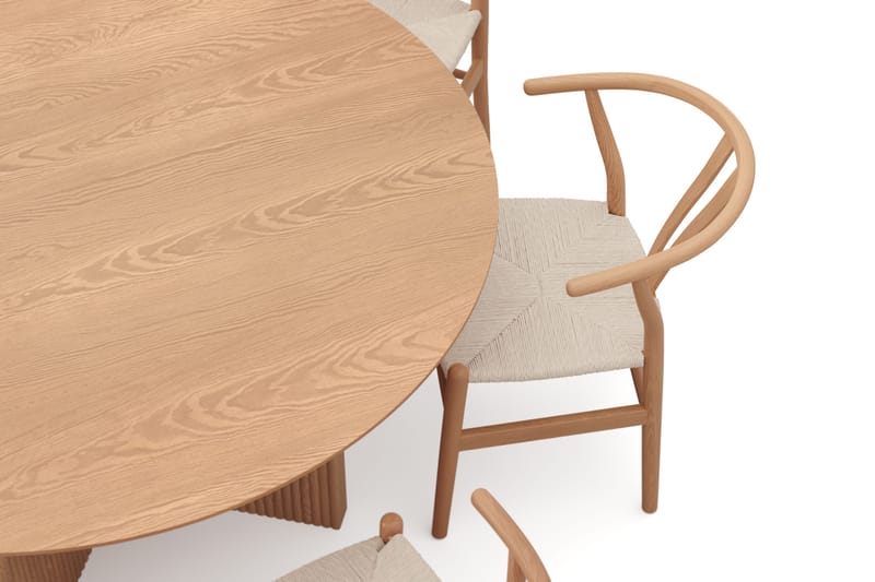 Edda spisegruppe rund 150 cm eg med 6 Dastoori spisestole - Eg - Møbler - Borde - Spisebordssæt