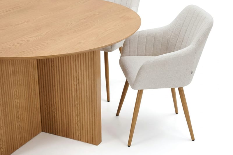 Edda spisegruppe rund 150 cm eg med 6 Filippa spisestole - Eg - Møbler - Borde - Spisebordssæt
