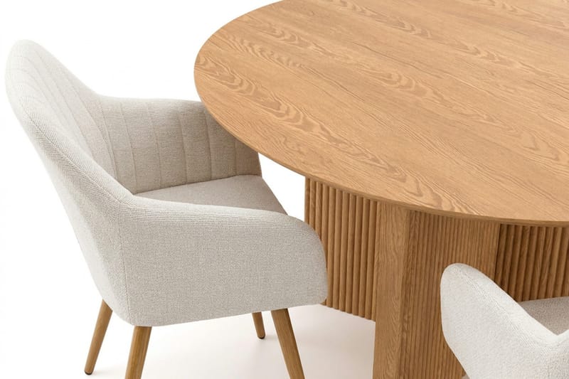 Edda spisegruppe rund 150 cm eg med 6 Karol spisestole - Eg - Møbler - Borde - Spisebordssæt