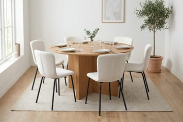 Edda spisegruppe rund 150 cm eg med 6 Katy spisestole - Eg - Møbler - Borde - Spisebordssæt