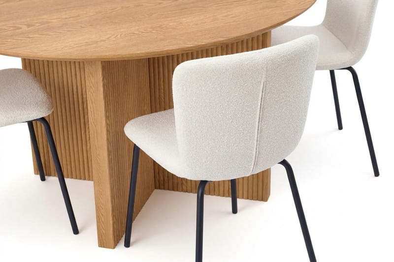 Edda spisegruppe rund 150 cm eg med 6 Katy spisestole - Eg - Møbler - Borde - Spisebordssæt