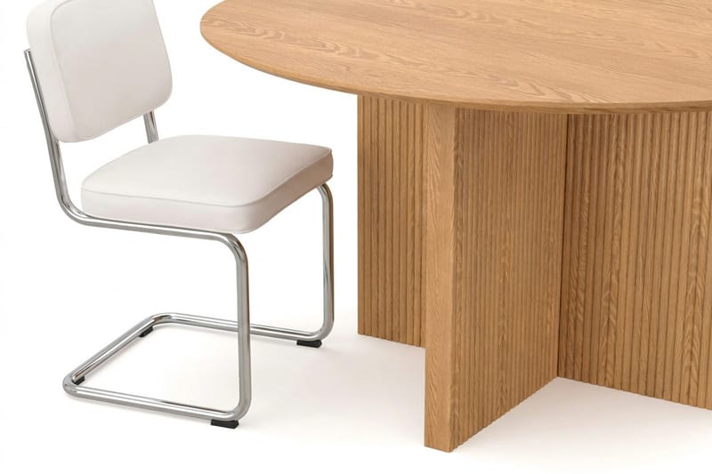 Edda spisegruppe rund 150 cm eg med 6 Milva spisestole - Eg - Møbler - Borde - Spisebordssæt