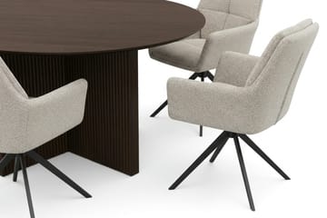 Edda spisegruppe rund 150 cm røget eg med 6 Torsby spisestole - Røget eg - Møbler - Borde - Spisebordssæt