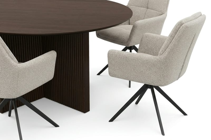 Edda spisegruppe rund 150 cm røget eg med 6 Torsby spisestole - Røget eg - Møbler - Borde - Spisebordssæt