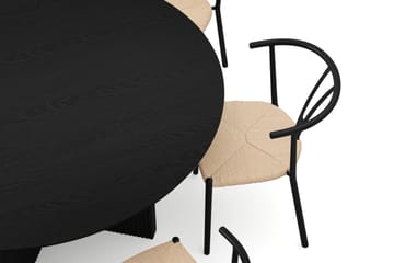 Edda spisegruppe rund 150 cm sort med 6 Elysia spisebordsstole - Sortbejdset eg - Møbler - Borde - Spisebordssæt