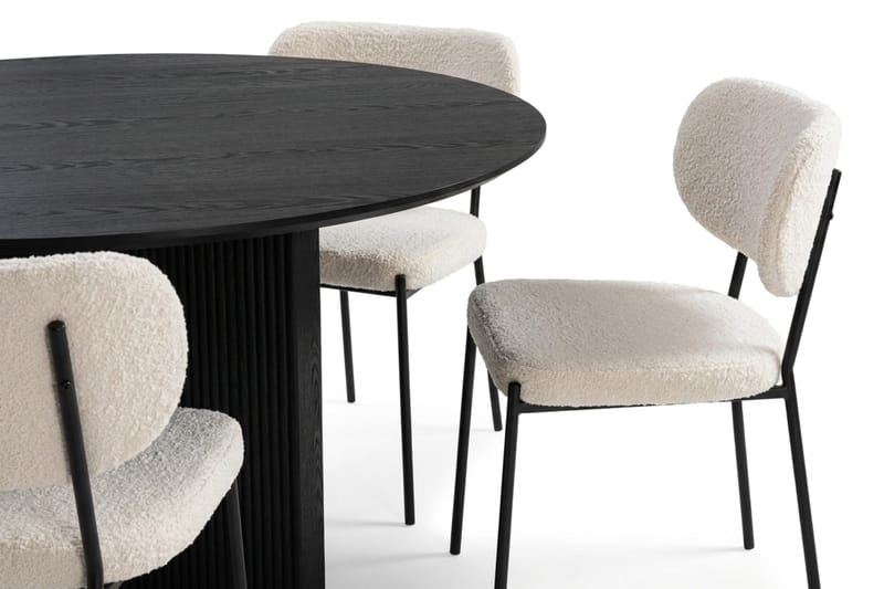 Edda spisegruppe rund 150 cm sort med 6 Gemmiano spisestole - Sort - Møbler - Borde - Spisebordssæt