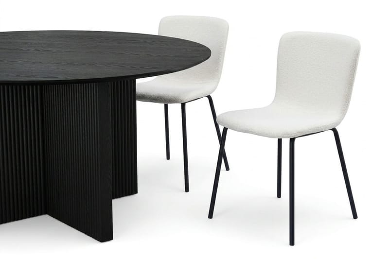 Edda spisegruppe rund 150 cm sort med 6 Katy spisestole - Sort - Møbler - Borde - Spisebordssæt
