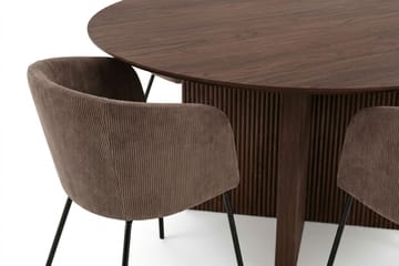 Edda spisegruppe rund 150 cm valnød med 6 Berit spisebordsstole - Valnød - Møbler - Borde - Spisebordssæt