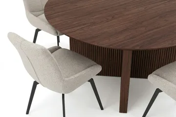 Edda spisegruppe rund 150 cm valnød med 6 Mora spisebordsstole - Valnød - Møbler - Borde - Spisebordssæt