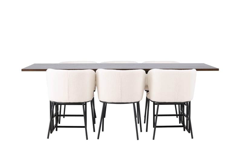 Edina Spisegruppe 220 cm Rektangulær med 6 Edina Stole, Sort
