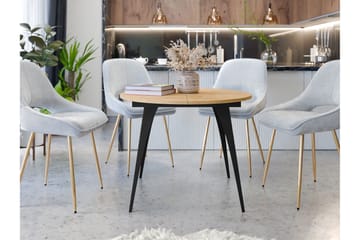 Eldo Udtrækkeligt Rundt Spisebord 100 cm med Eg- og Metaludseende - Sort|Beige - Møbler - Borde - Spisebord og køkkenbord
