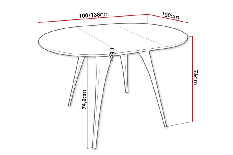 Eldo Udtrækkeligt Rundt Spisebord 100 cm med Eg- og Metaludseende - Sort|Beige - Møbler - Borde - Spisebord og køkkenbord