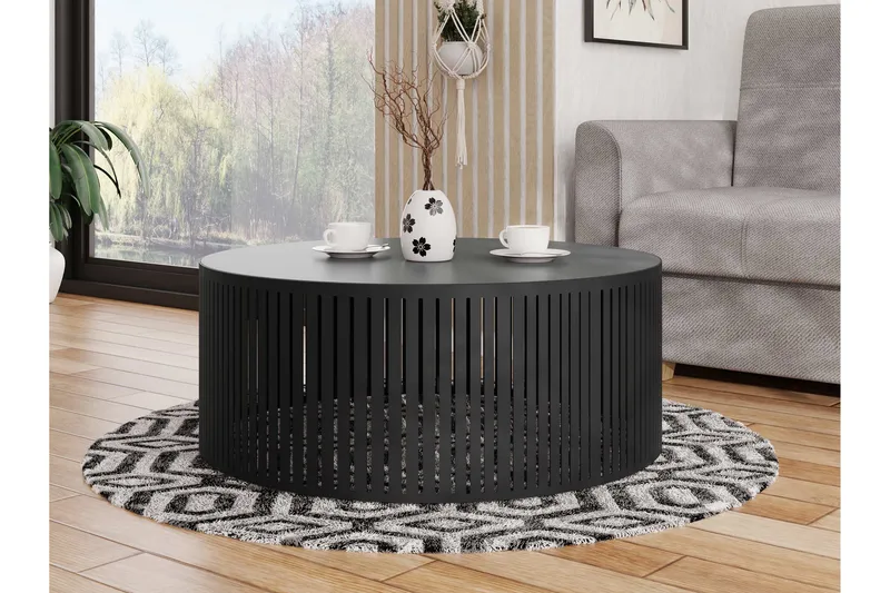 Elenio 75 cm Rundt Sofabord i Metal - Sort - Møbler - Borde - Sofabord