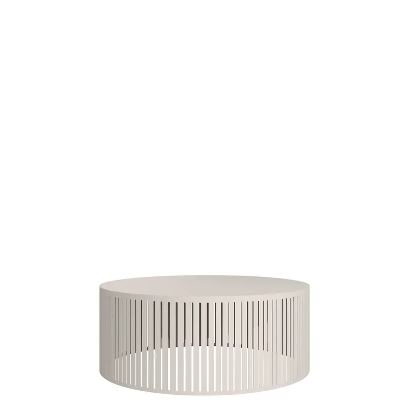 Elenio 75 cm Rundt Sofabord i Træ og Metal, Beige