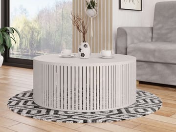 Elenio 75 cm Rundt Sofabord i Træ og Metal - Beige - Møbler - Borde - Sofabord