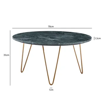 Eliano Sofabord 70 cm - Grøn marmor og guld - Møbler - Borde - Sofabord