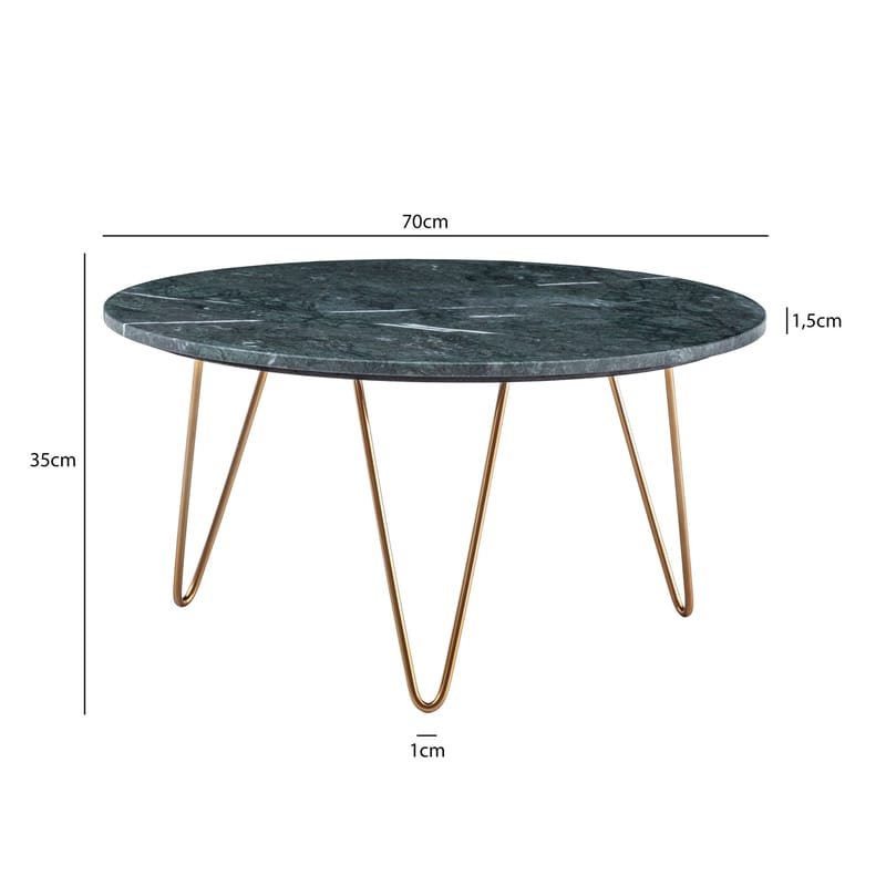 Eliano Sofabord 70 cm - Grøn marmor og guld - Møbler - Borde - Sofabord