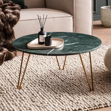 Eliano Sofabord 70 cm - Grøn marmor og guld - Møbler - Borde - Sofabord