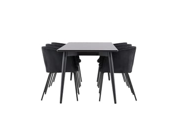 Ellis Spisegruppe 230 cm Rektangulær med 6 Berit stole - Svart/Svart - Møbler - Borde - Spisebordssæt