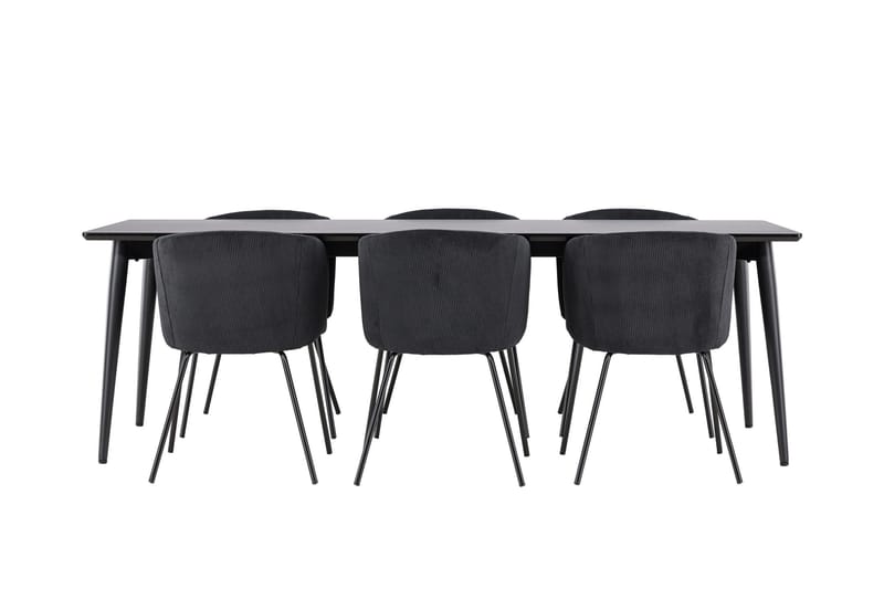 Ellis Spisegruppe 230 cm Rektangulær med 6 Berit stole - Svart/Svart - Møbler - Borde - Spisebordssæt