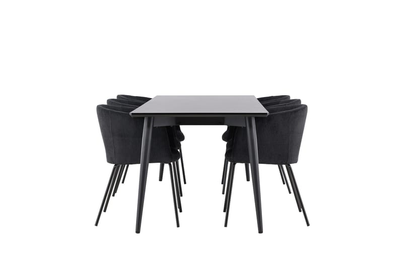 Ellis Spisegruppe 230 cm Rektangulær med 6 Berit stole - Svart/Svart - Møbler - Borde - Spisebordssæt