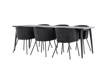 Ellis Spisegruppe 230 cm Rektangulær med 6 Berit stole - Svart/Svart - Møbler - Borde - Spisebordssæt