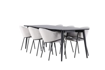 Ellis Spisegruppe 230 cm Rektangulær med 6 Evelina stole