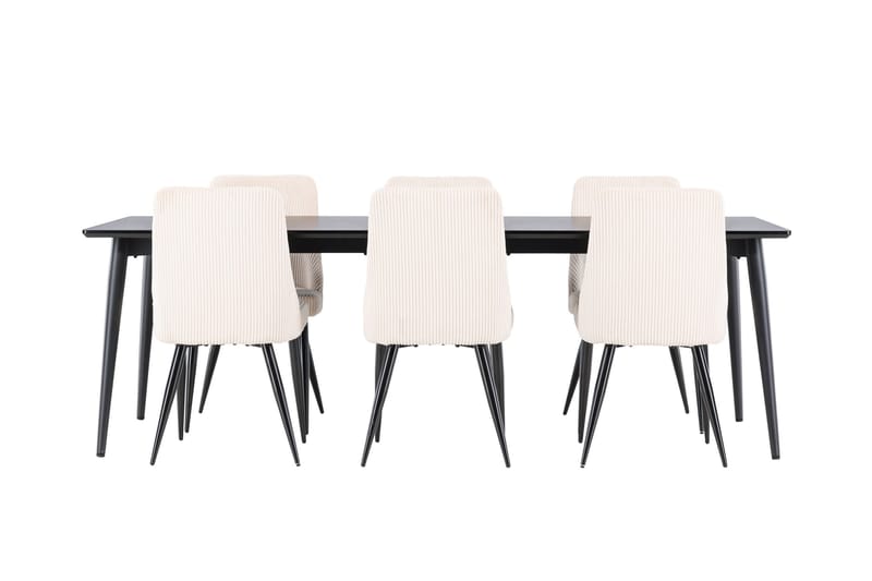 Ellis Spisegruppe 230 cm Rektangulær med 6 Leone stole - Svart/Beige - Møbler - Borde - Spisebordssæt