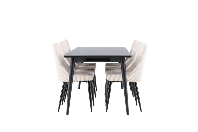 Ellis Spisegruppe 230 cm Rektangulær med 6 Leone stole - Svart/Beige - Møbler - Borde - Spisebordssæt