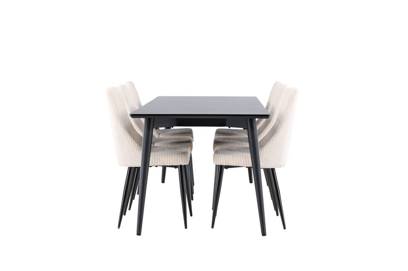 Ellis Spisegruppe 230 cm Rektangulær med 6 Leone stole - Svart/Beige - Møbler - Borde - Spisebordssæt