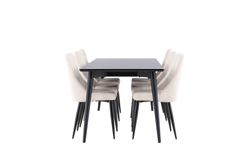Ellis Spisegruppe 230 cm Rektangulær med 6 Leone stole - Svart/Beige - Møbler - Borde - Spisebordssæt
