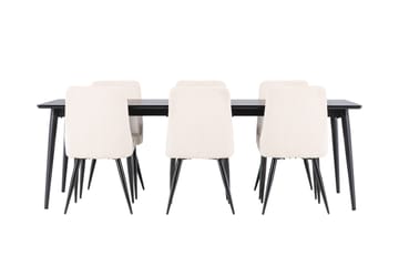 Ellis Spisegruppe 230 cm Rektangulær med 6 Leone stole - Svart/Beige - Møbler - Borde - Spisebordssæt
