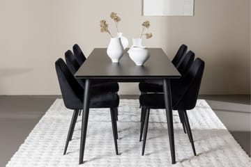 Ellis Spisegruppe 230 cm Rektangulær med 6 Night stole - Svart/Svart - Møbler - Borde - Spisebordssæt