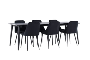 Ellis Spisegruppe 230 cm Rektangulær med 6 Night stole - Svart/Svart - Møbler - Borde - Spisebordssæt