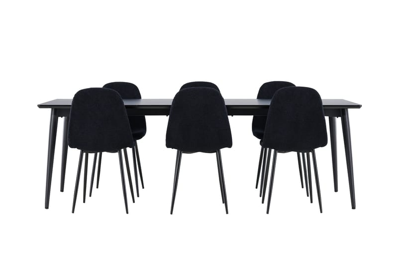 Ellis Spisegruppe 230 cm Rektangulær med 6 Polar stole - Svart/Svart - Møbler - Borde - Spisebordssæt