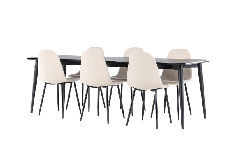 Ellis Spisegruppe 230 cm Rektangul ær med 6 Polar stole - Svart/Beige - Møbler - Borde - Spisebordssæt