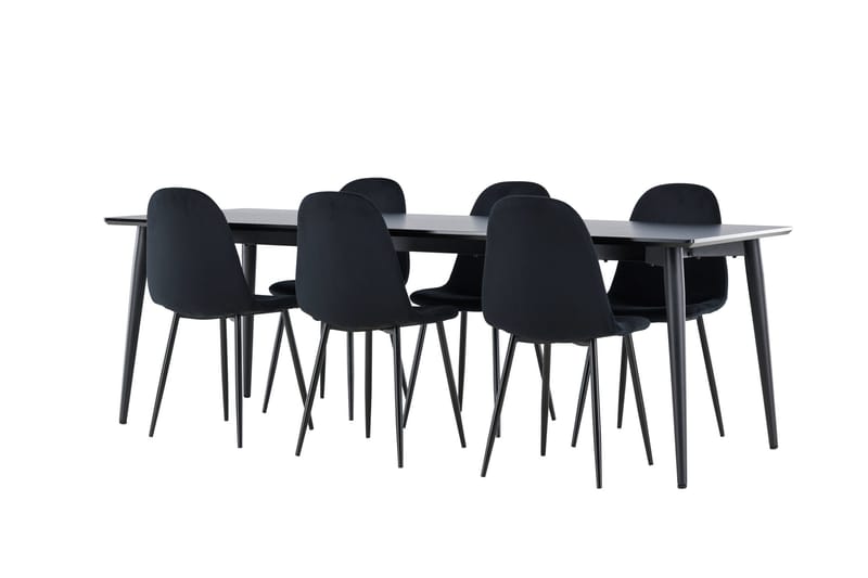 Ellis Spisegruppe 230 cm Rektangul ær med 6 Polar stole - Svart/Svart - Møbler - Borde - Spisebordssæt