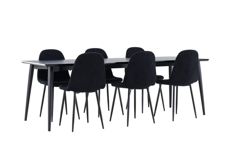 Ellis Spisegruppe 230 cm Rektangulær med 6 Polar stole - Svart/Svart - Møbler - Borde - Spisebordssæt