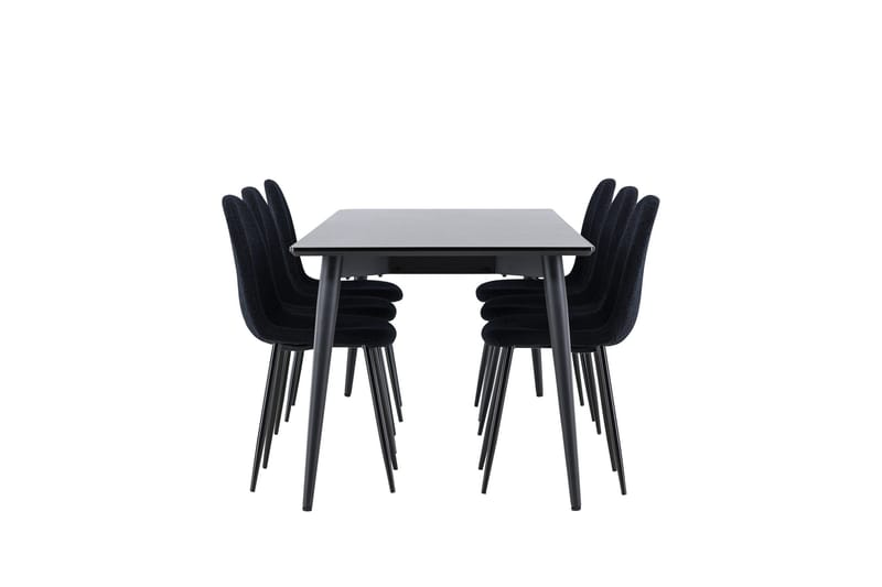 Ellis Spisegruppe 230 cm Rektangulær med 6 Polar stole - Svart/Svart - Møbler - Borde - Spisebordssæt