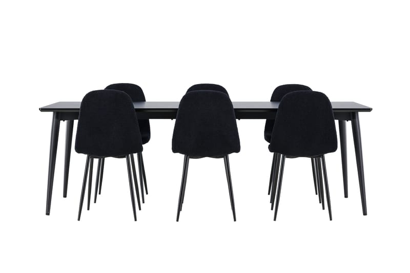 Ellis Spisegruppe 230 cm Rektangulær med 6 Polar stole - Svart/Svart - Møbler - Borde - Spisebordssæt