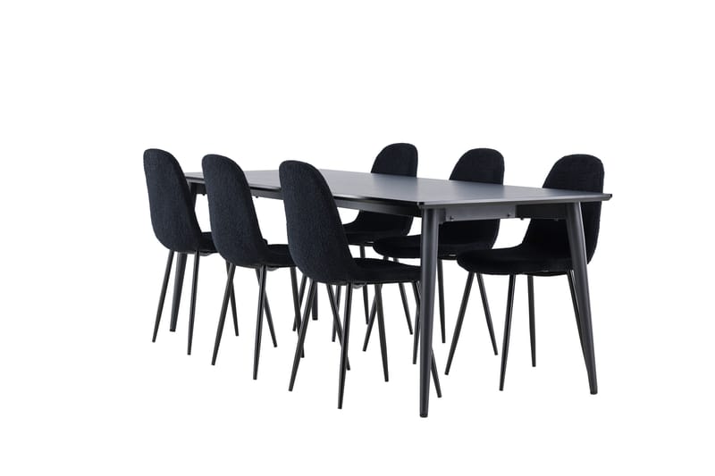 Ellis Spisegruppe 230 cm Rektangulær med 6 Polar stole - Svart/Svart - Møbler - Borde - Spisebordssæt