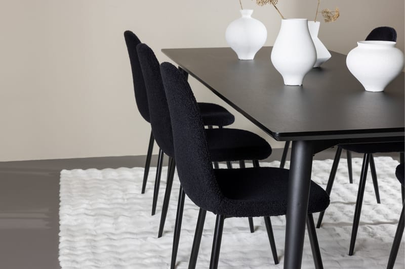 Ellis Spisegruppe 230 cm Rektangulær med 6 Polar stole - Svart/Svart - Møbler - Borde - Spisebordssæt